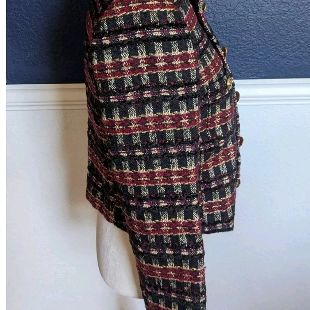 House of Harlow 1960 Tweed Cropped Jacket Gold Buttons - Picture 5 of 8